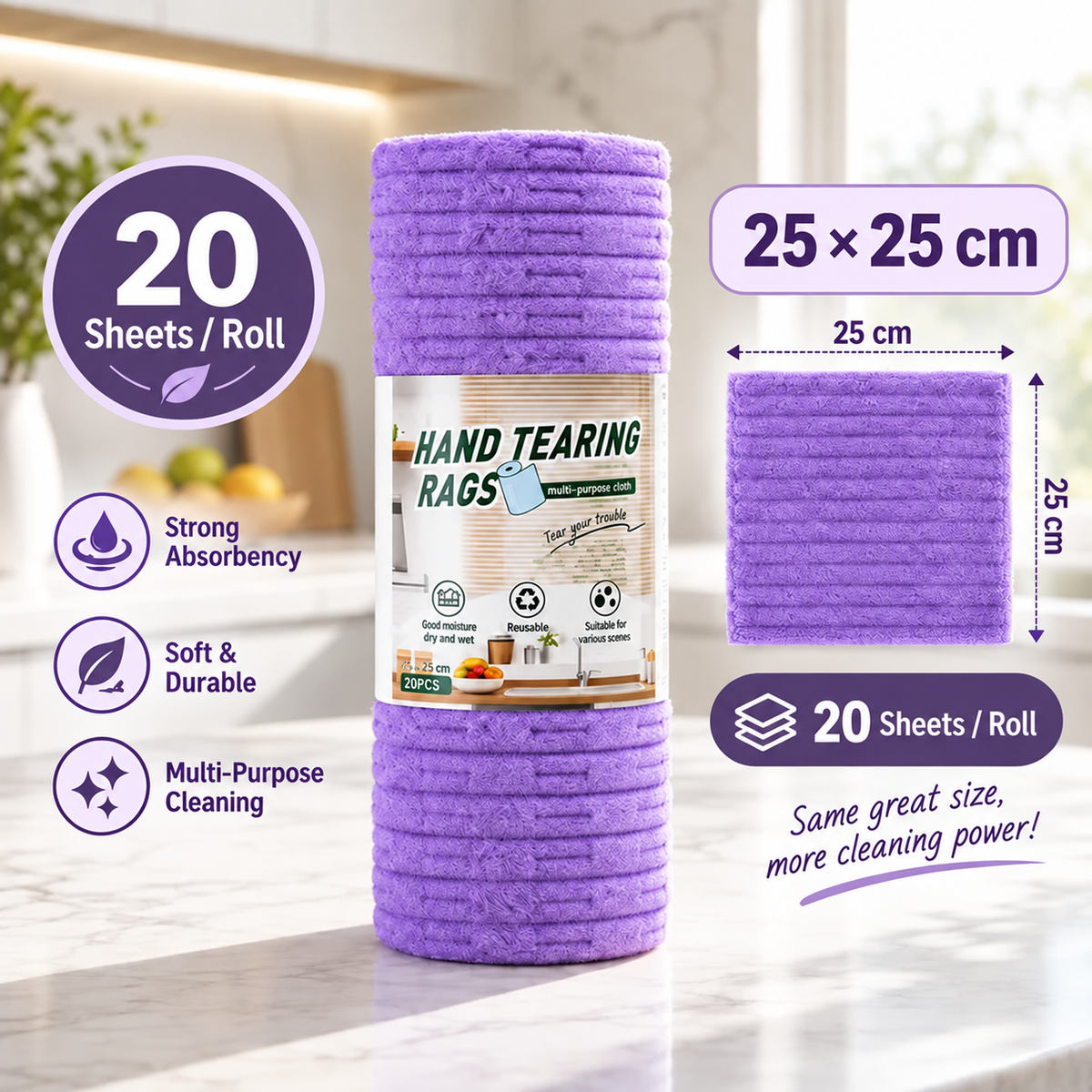 🚨 BUY 1 GET 1 FREE 🚨⏰ Premium Bamboo Fiber Microfiber Cloths – Tear-Off Design & Antibacterial Protection