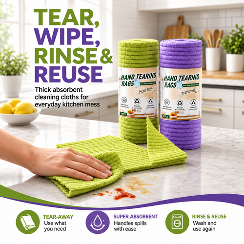 🚨 BUY 1 GET 1 FREE 🚨⏰ Premium Bamboo Fiber Microfiber Cloths – Tear-Off Design & Antibacterial Protection