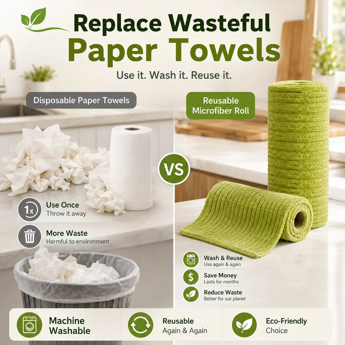 🚨 BUY 1 GET 1 FREE 🚨⏰ Premium Bamboo Fiber Microfiber Cloths – Tear-Off Design & Antibacterial Protection