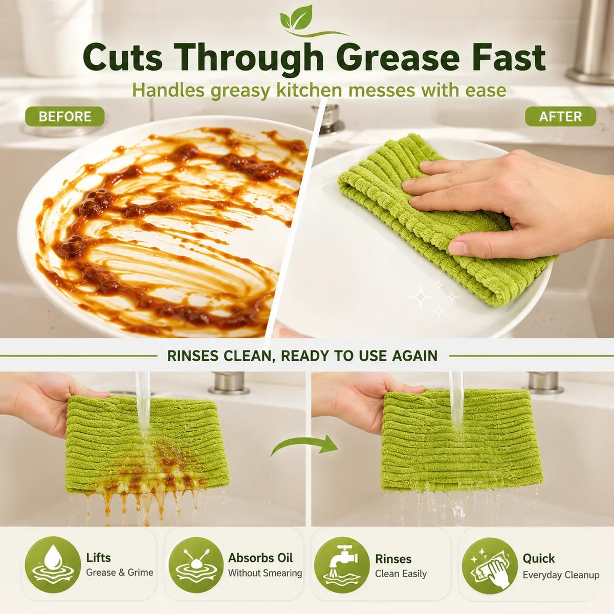 🚨 BUY 1 GET 1 FREE 🚨⏰ Premium Bamboo Fiber Microfiber Cloths – Tear-Off Design & Antibacterial Protection