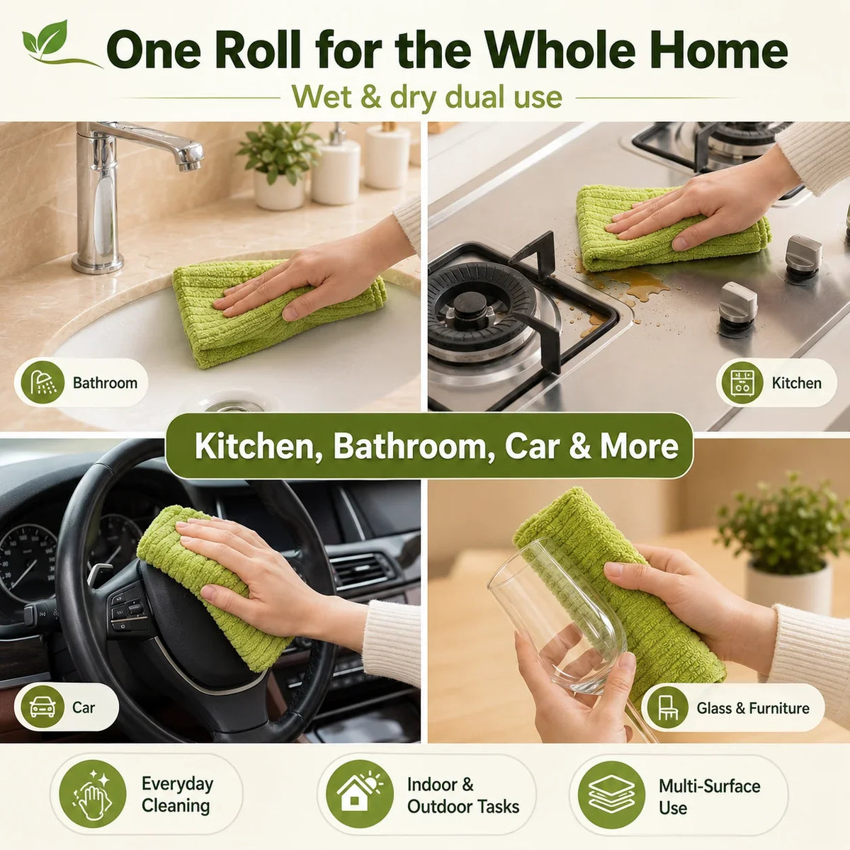 🚨 BUY 1 GET 1 FREE 🚨⏰ Premium Bamboo Fiber Microfiber Cloths – Tear-Off Design & Antibacterial Protection