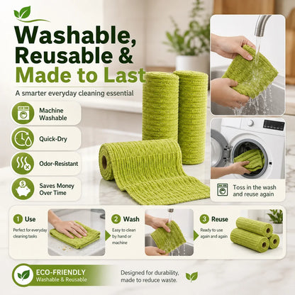 🚨 BUY 1 GET 1 FREE 🚨⏰ Premium Bamboo Fiber Microfiber Cloths – Tear-Off Design & Antibacterial Protection